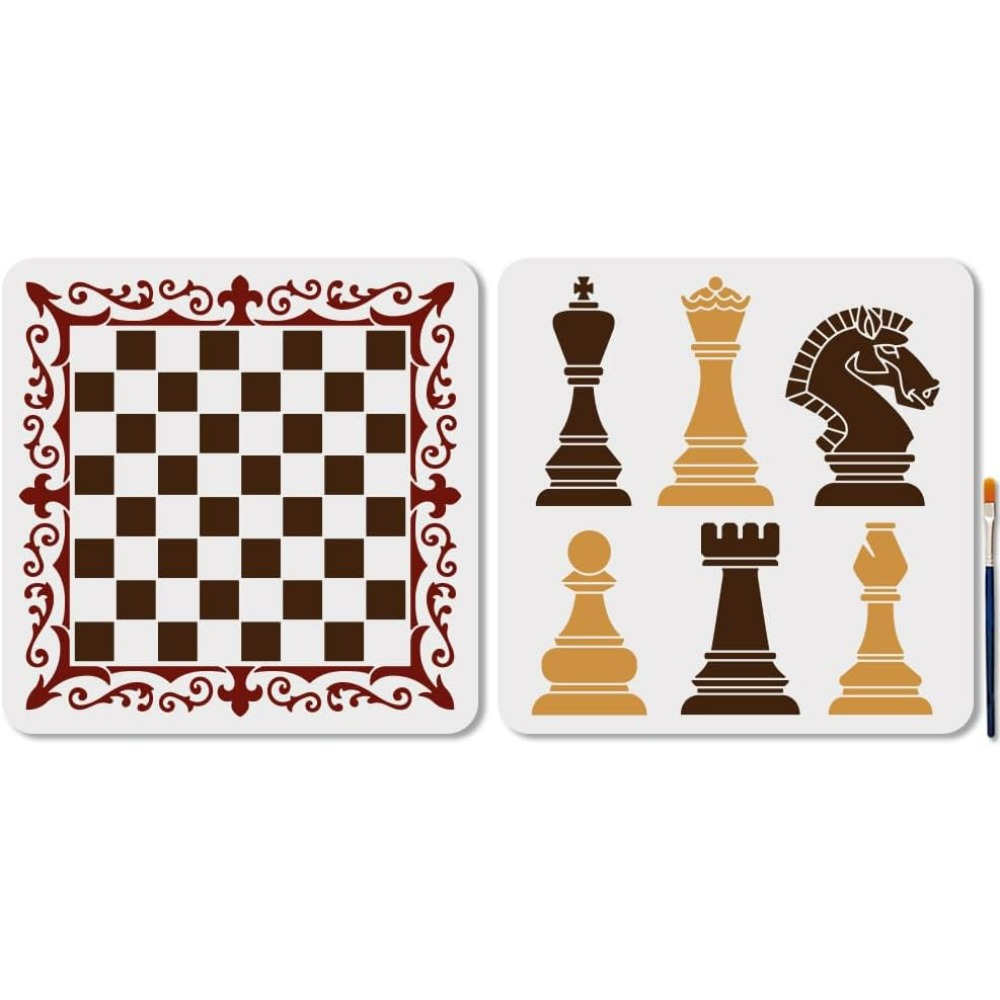 Art Craft Template - 2 peças de xadrez estêncil renda