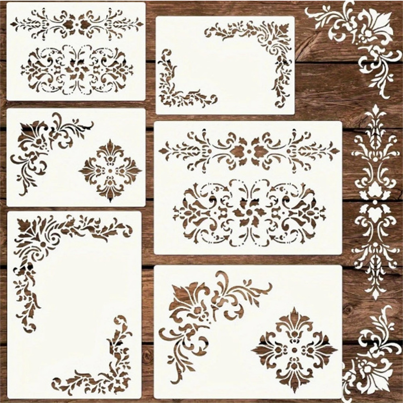 Art Craft Template - 6 peças de estênceis florais para