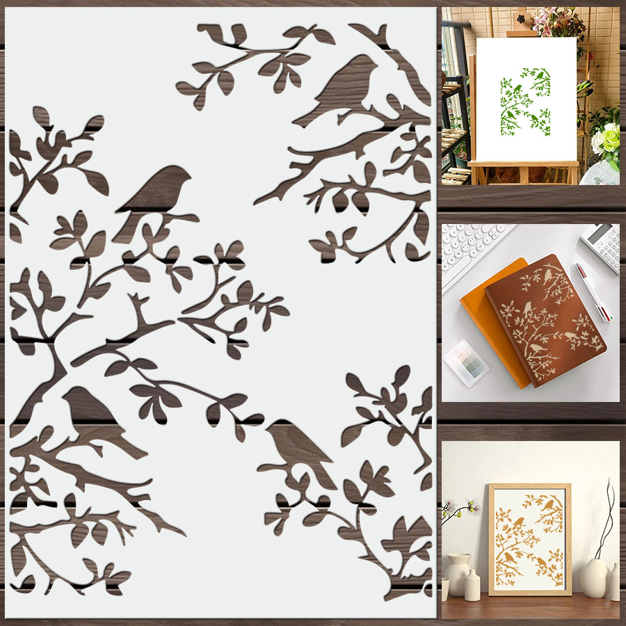 1 peça estêncil de ramo de pás - Art Craft Template avaliação e preço