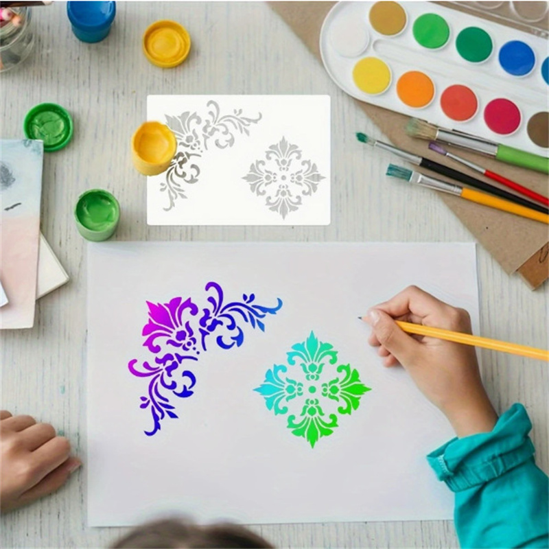 6 peças de estênceis florais p - Art Craft Template avaliação e preço